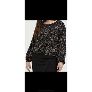 Torrid Leopard Heart Challis Twist Front Crop Blouse Black 2X